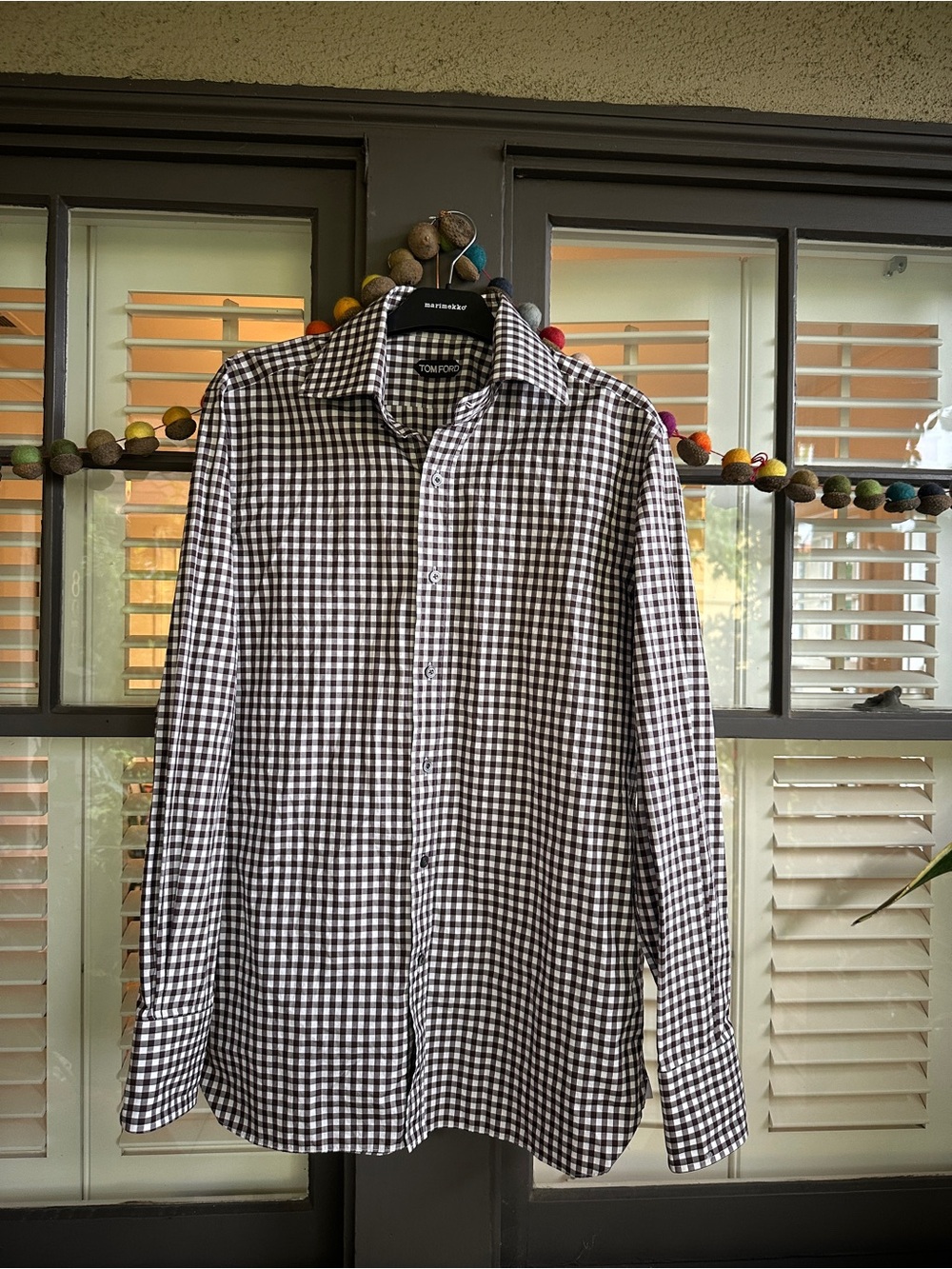 Tom Ford Brown and White Gingham Men’s Dress Shirt